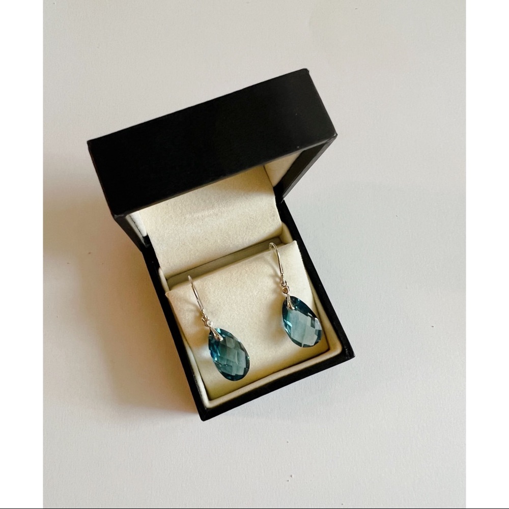 $3000 H.Stern blue topaz and diamond drop dangle earrings statement jewelry YG